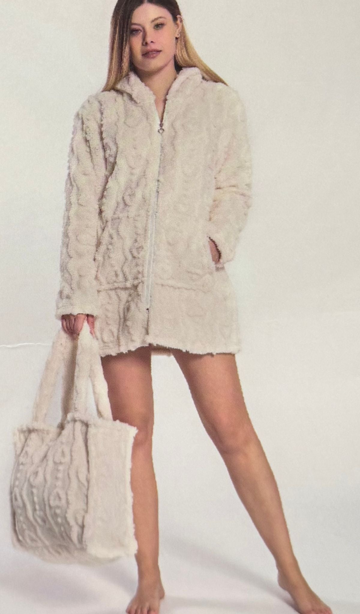 Vestaglia Donna Papalina VE0481 Sherpa con Borsa – Made in Italy