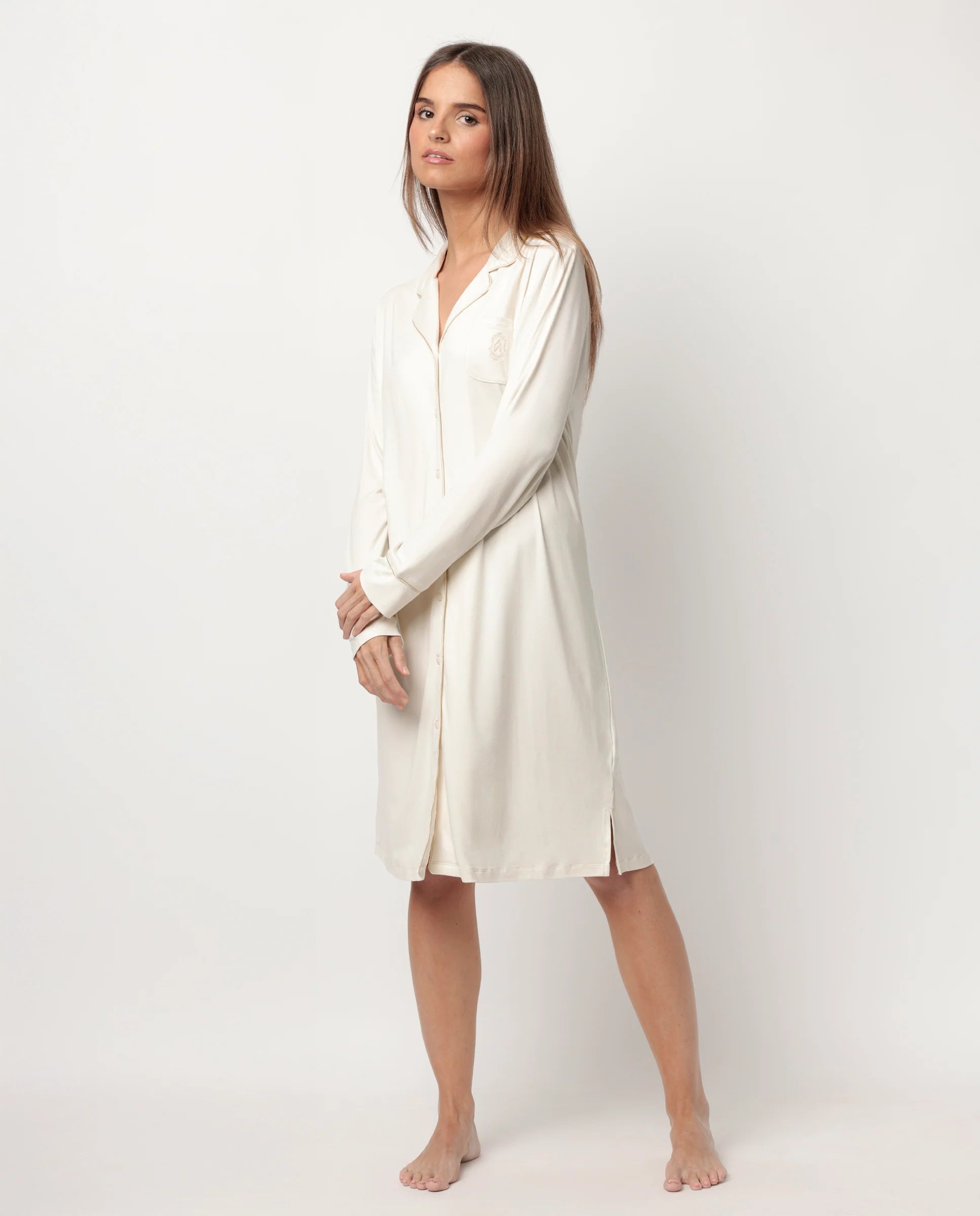 Camicia da Notte Donna Admas Classic – Invernale, Aperta, in Caldo Cotone