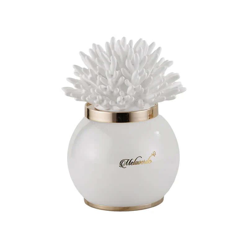 Lampada Corallo Bianco Melaverde – Bomboniera Porcellana 20 cm Made in Italy - The King Luxury