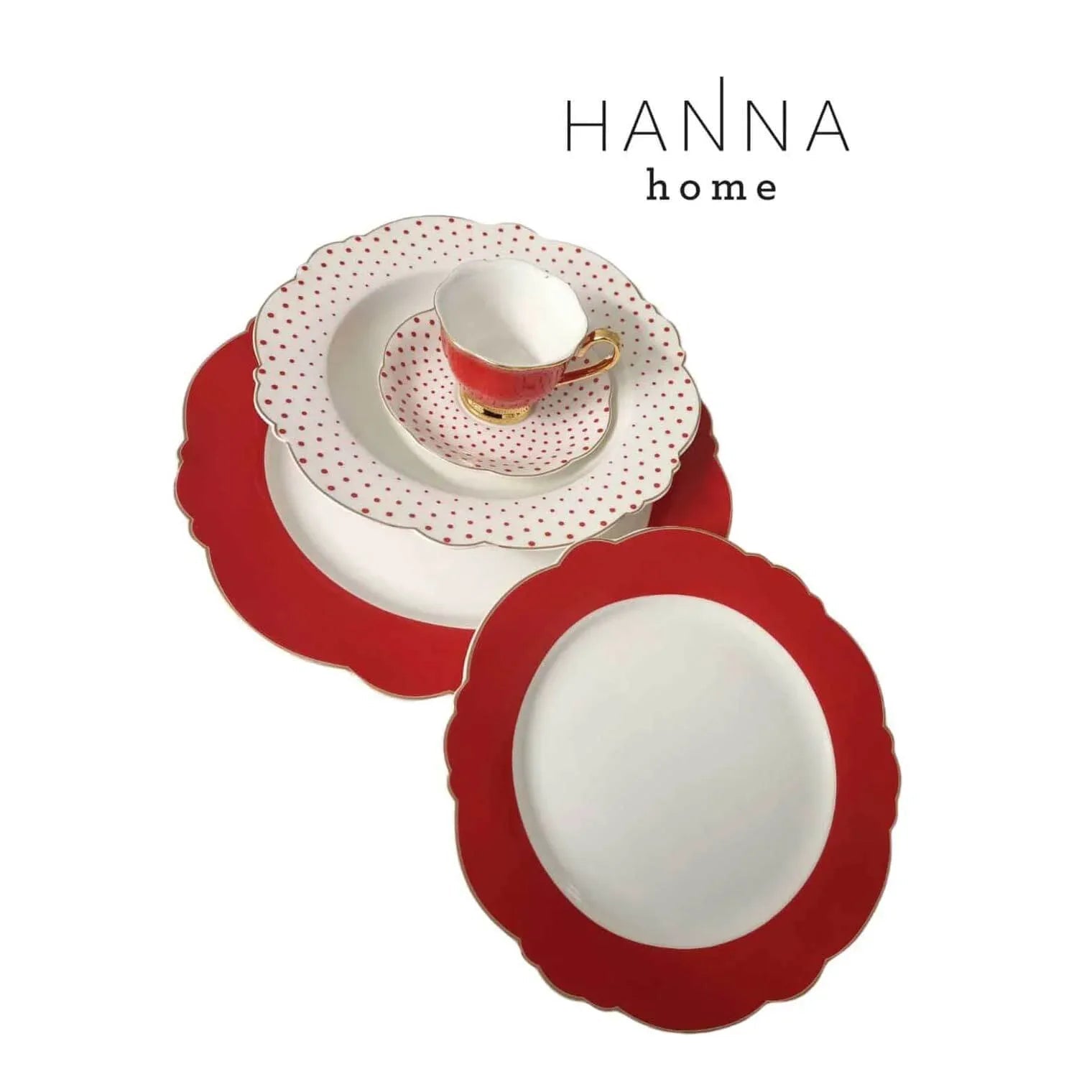 Piatti Hanna Romantic rosso Porcellana - The King Luxury