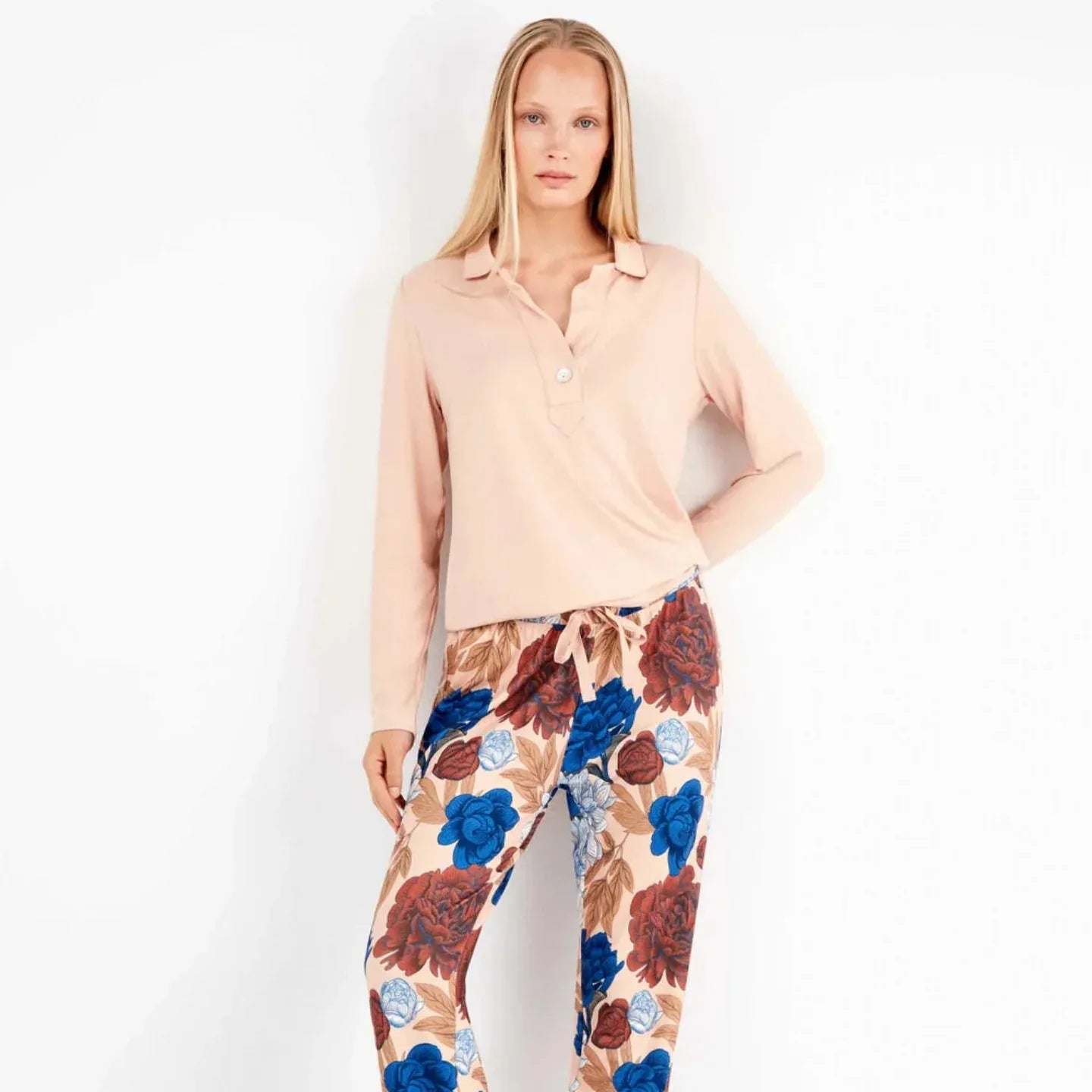 Pigiama Donna Autunno/Inverno Gisela 2/20304S – Set Maglia Morbida con Stampa Floreale - The King Luxury