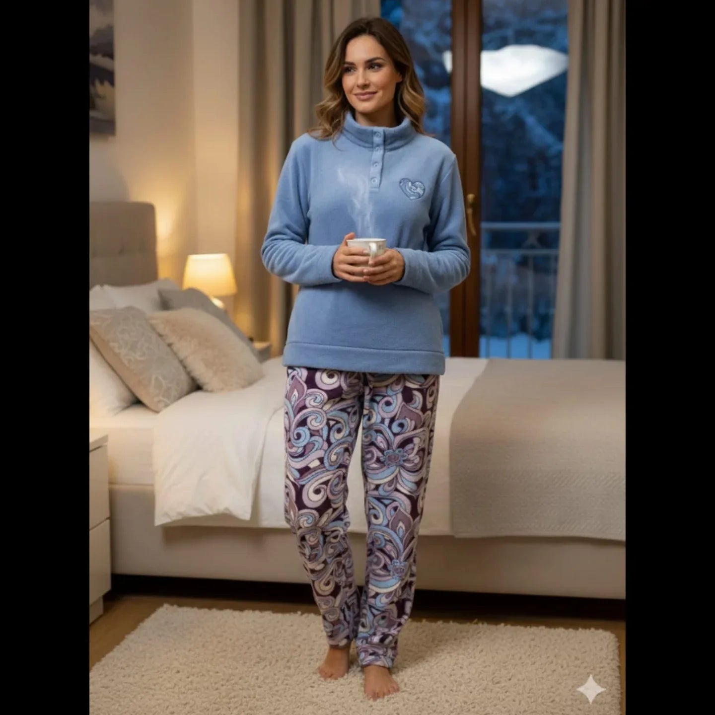 Pigiama Donna Autunno/Inverno Karel SK9225PLD in Pile Coral - The King Luxury