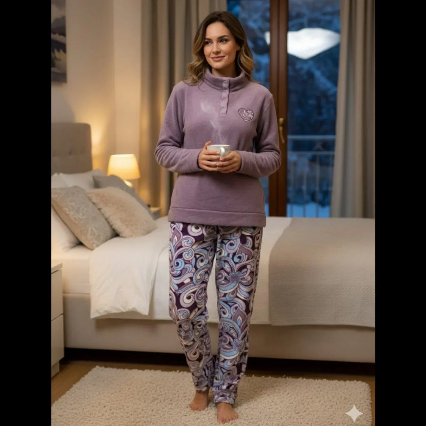 Pigiama Donna Autunno/Inverno Karel SK9225PLD in Pile Coral - The King Luxury