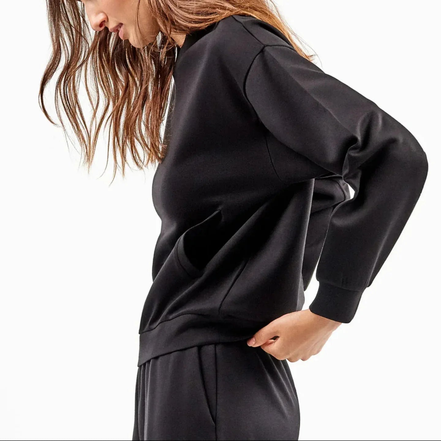 Pigiama Tuta Donna Autunno/Inverno Gisela 2/70004TB – Felpa Crop e Pantalone Soft Touch Nero - The King Luxury