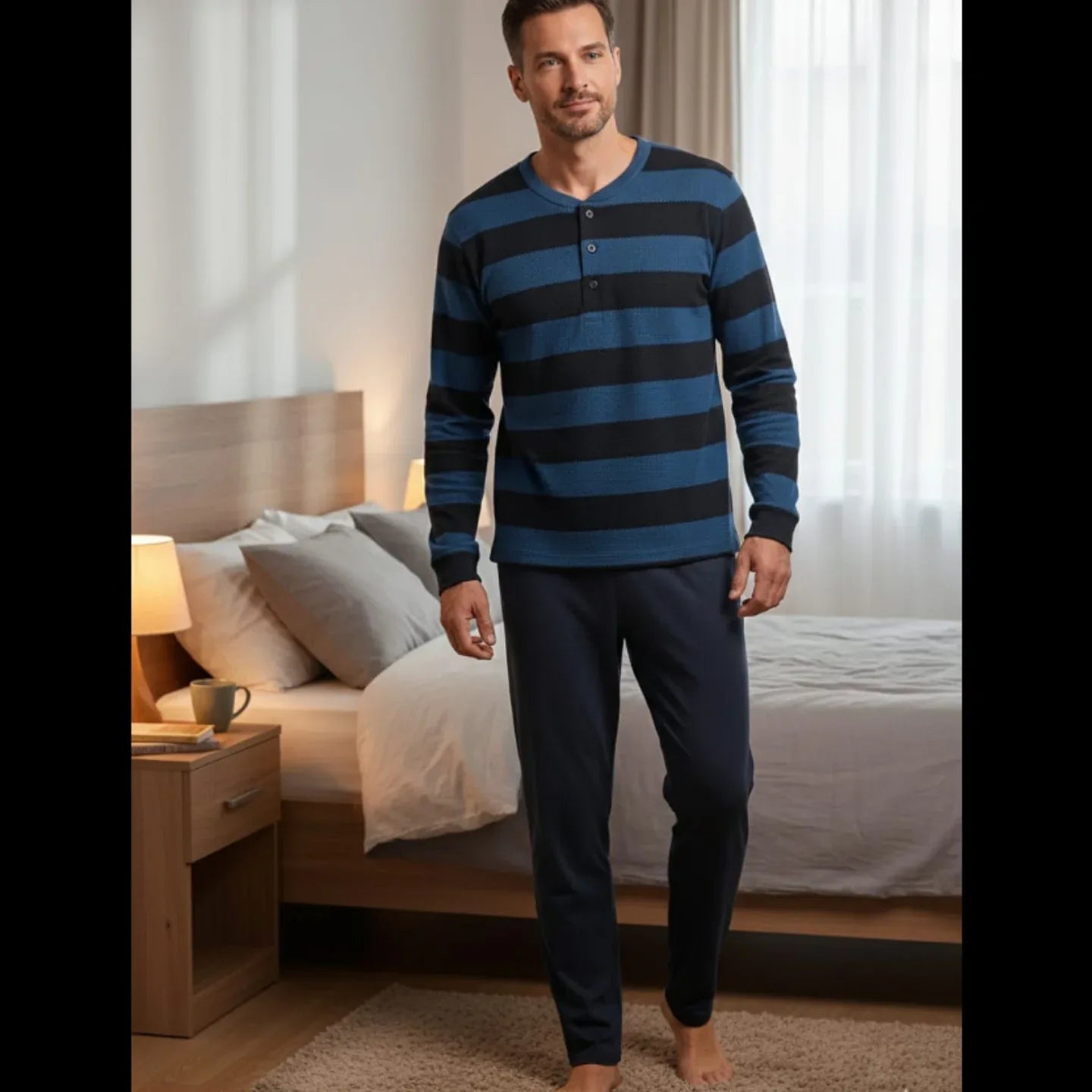 Pigiama Uomo Autunno/Inverno Karel KF3121PLU in Caldo Cotone Interlock - The King Luxury