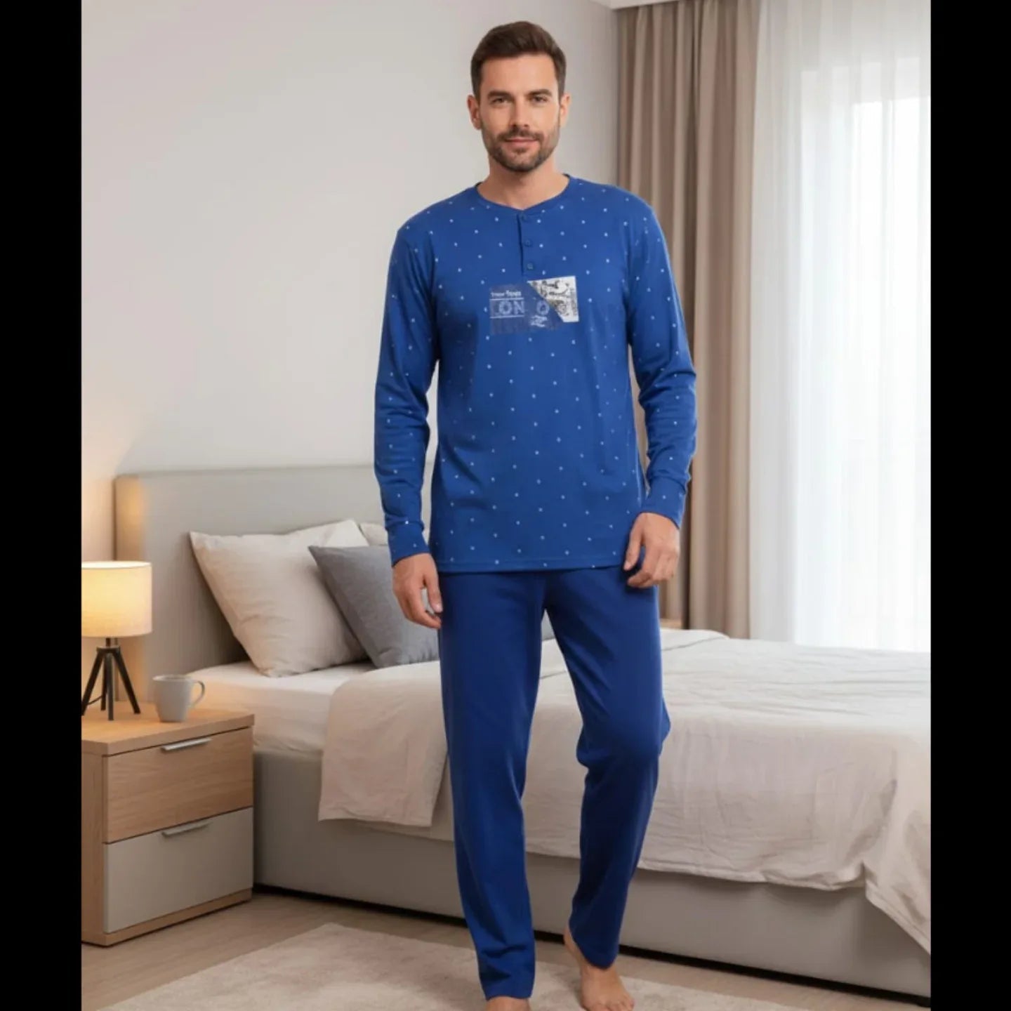 Pigiama Uomo Autunno/Inverno Karel KF3137PLU in Cotone Interlock - The King Luxury