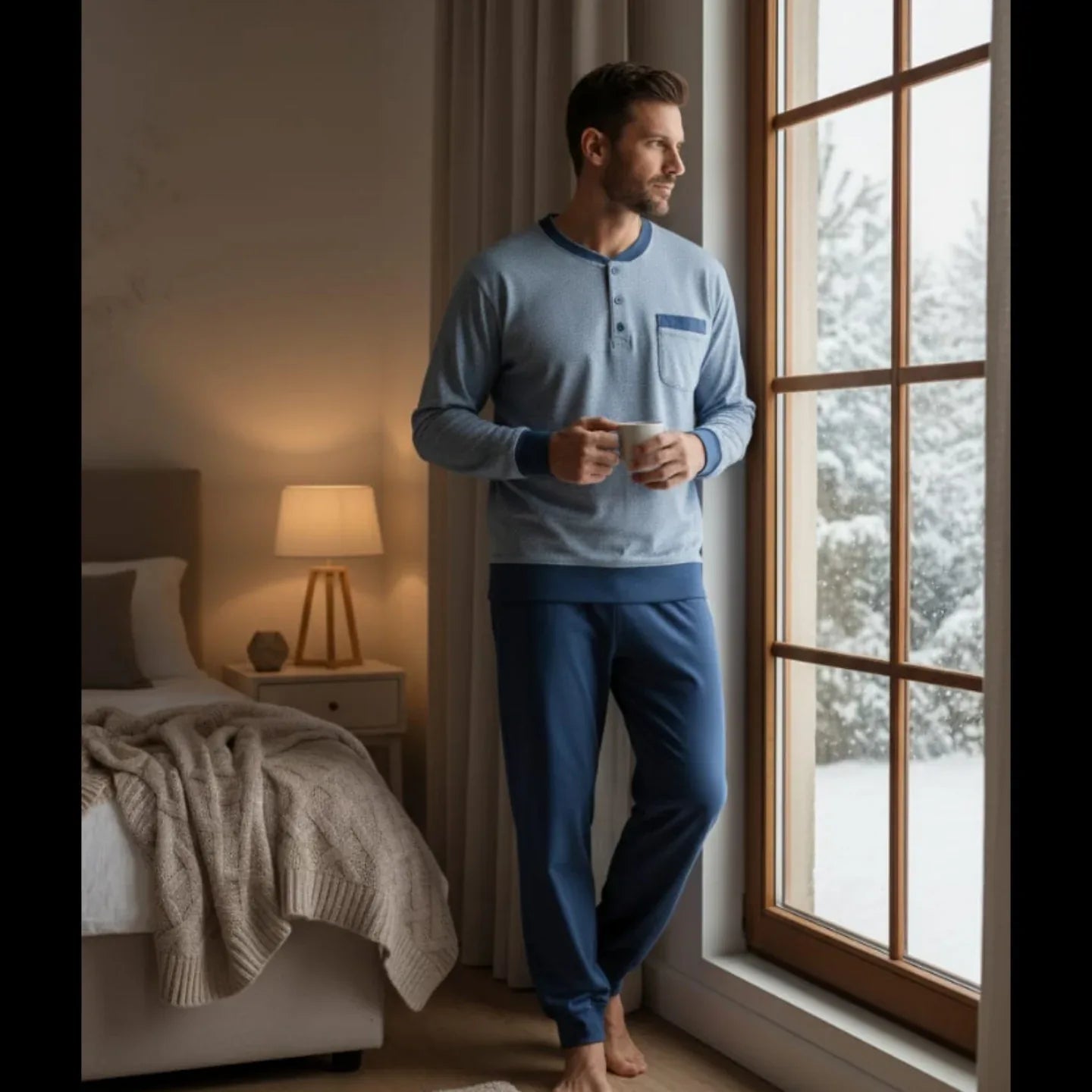 Pigiama Uomo Autunno/Inverno Karel KY7107PLU in Cotone Interlock - The King Luxury