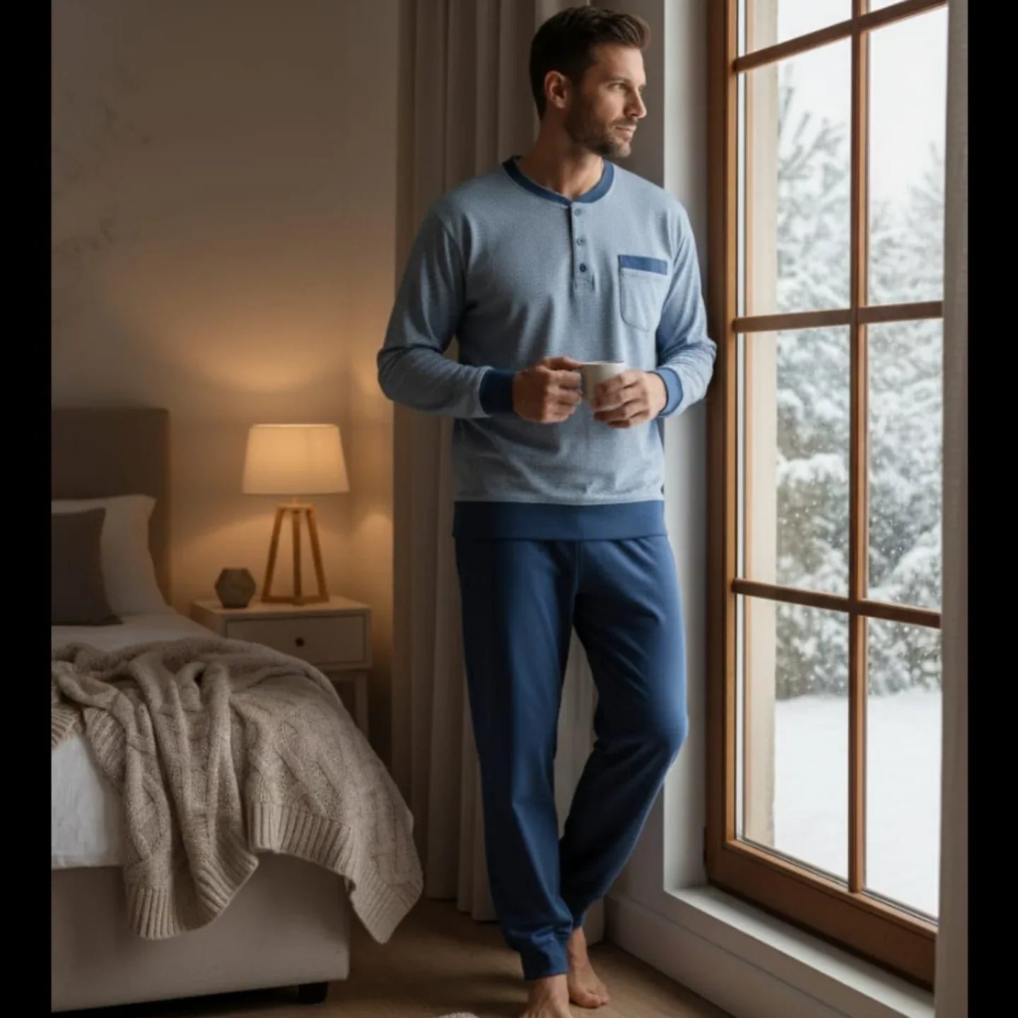 Pigiama Uomo Autunno/Inverno Karel KY7107PLU in Cotone Interlock - The King Luxury