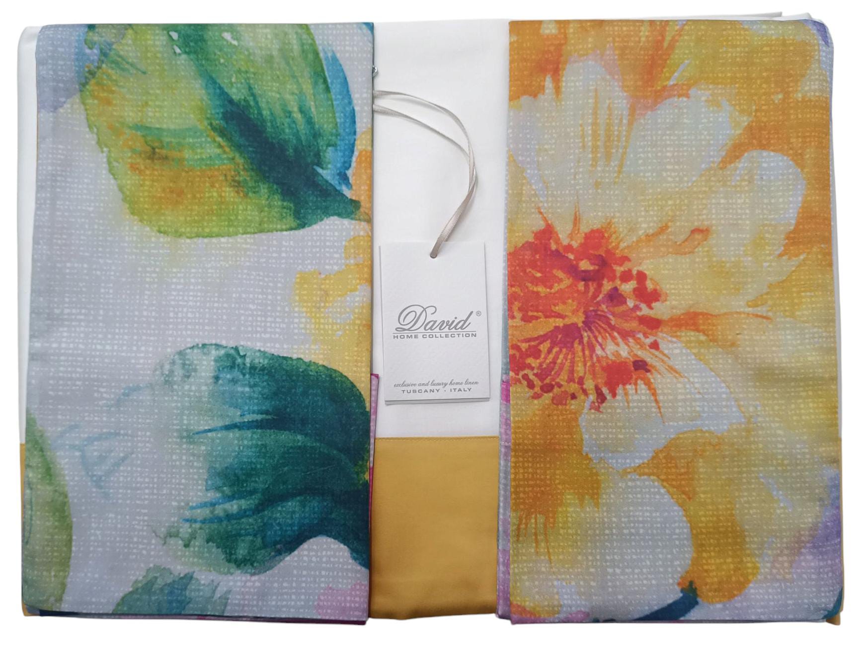 Coppia lenzuola David Flowers Matrimoniale Raso di Cotone