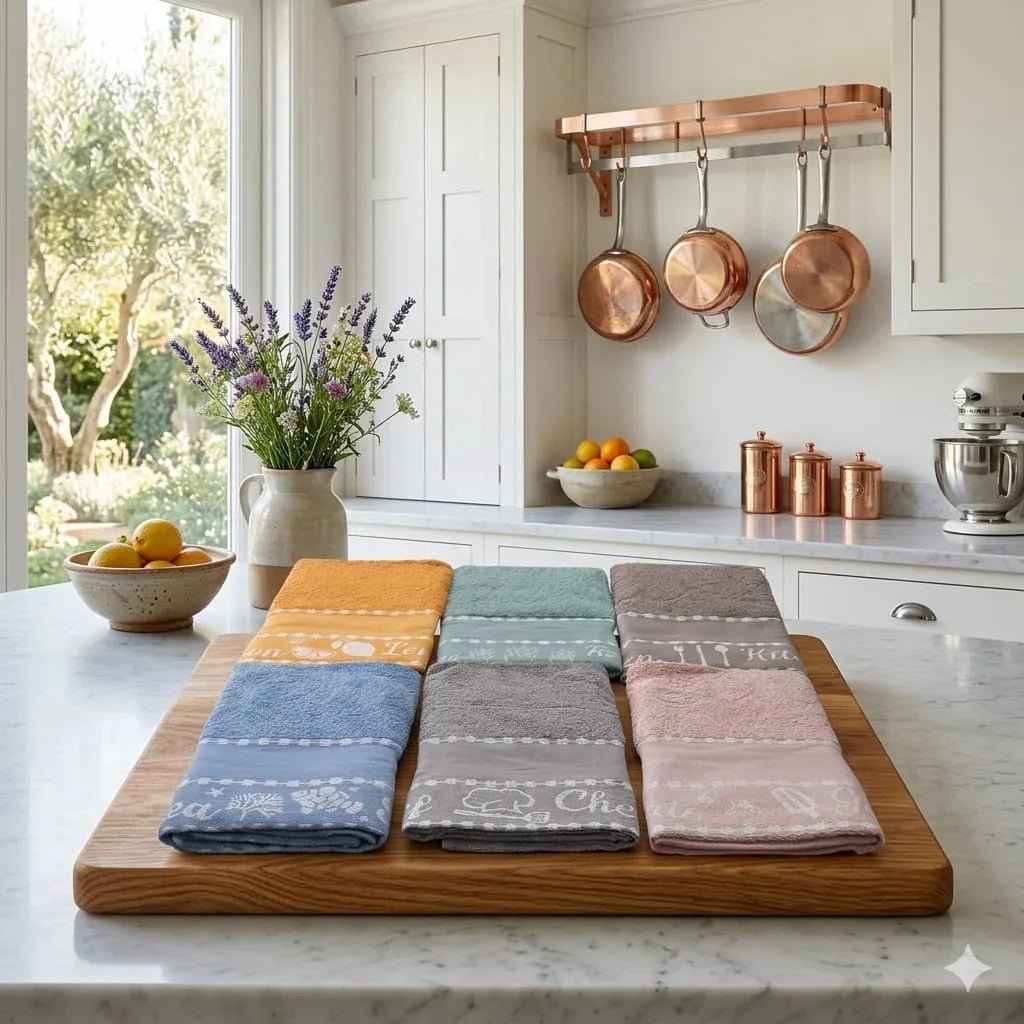 Set 6 Strofinacci da Cucina Jacquard Che Bontà in Spugna Assortiti - The King Luxury