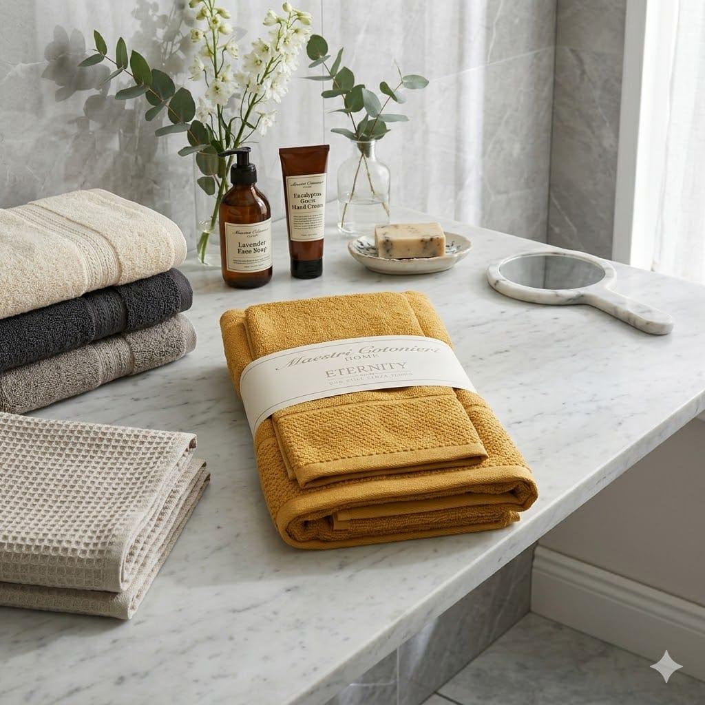 Set Asciugamani 1+1 Maestri Cotonieri Eternity Spugna di Cotone - The King Luxury