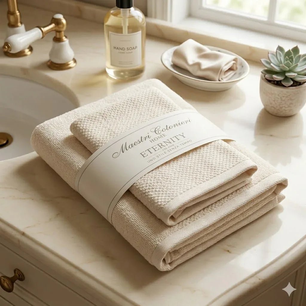 Set Asciugamani 1+1 Maestri Cotonieri Eternity Spugna di Cotone - The King Luxury