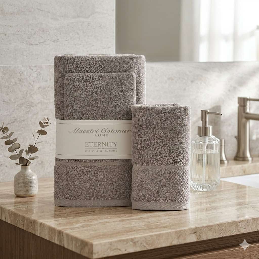 Set Asciugamani 1+1 Maestri Cotonieri Eternity Spugna di Cotone - The King Luxury