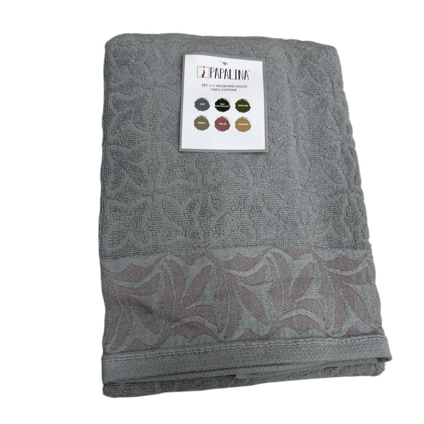 Set Asciugamani 1+1 Papalina Giglio in Spugna di Cotone – Made in Italy - The King Luxury