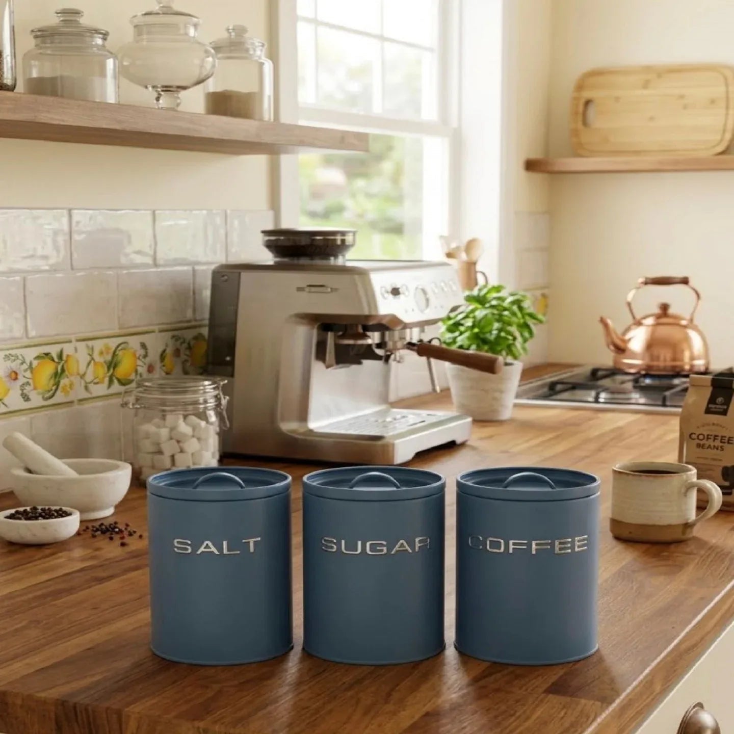 Set Barattoli Evviva 6300 – Set 3 in Metallo Avio - The King Luxury