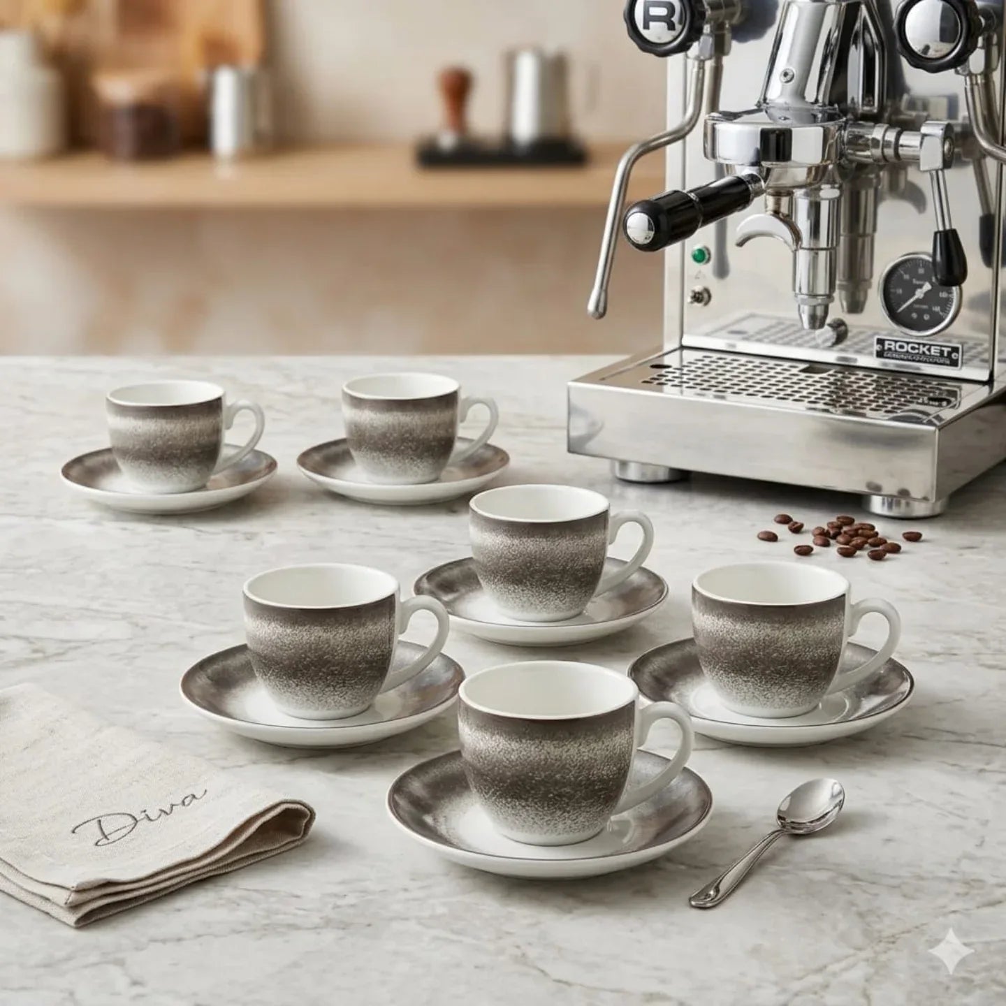 Set Caffè 6 pz Evviva 6182 – Rainbow con Piattino Grigio - The King Luxury