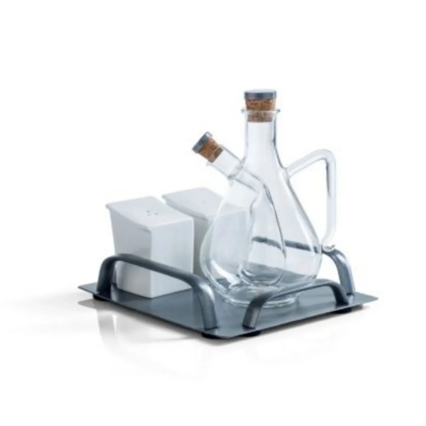 Set Menage Evviva 3584 – Metallicode con Vassoio in Metallo e Vetro - The King Luxury