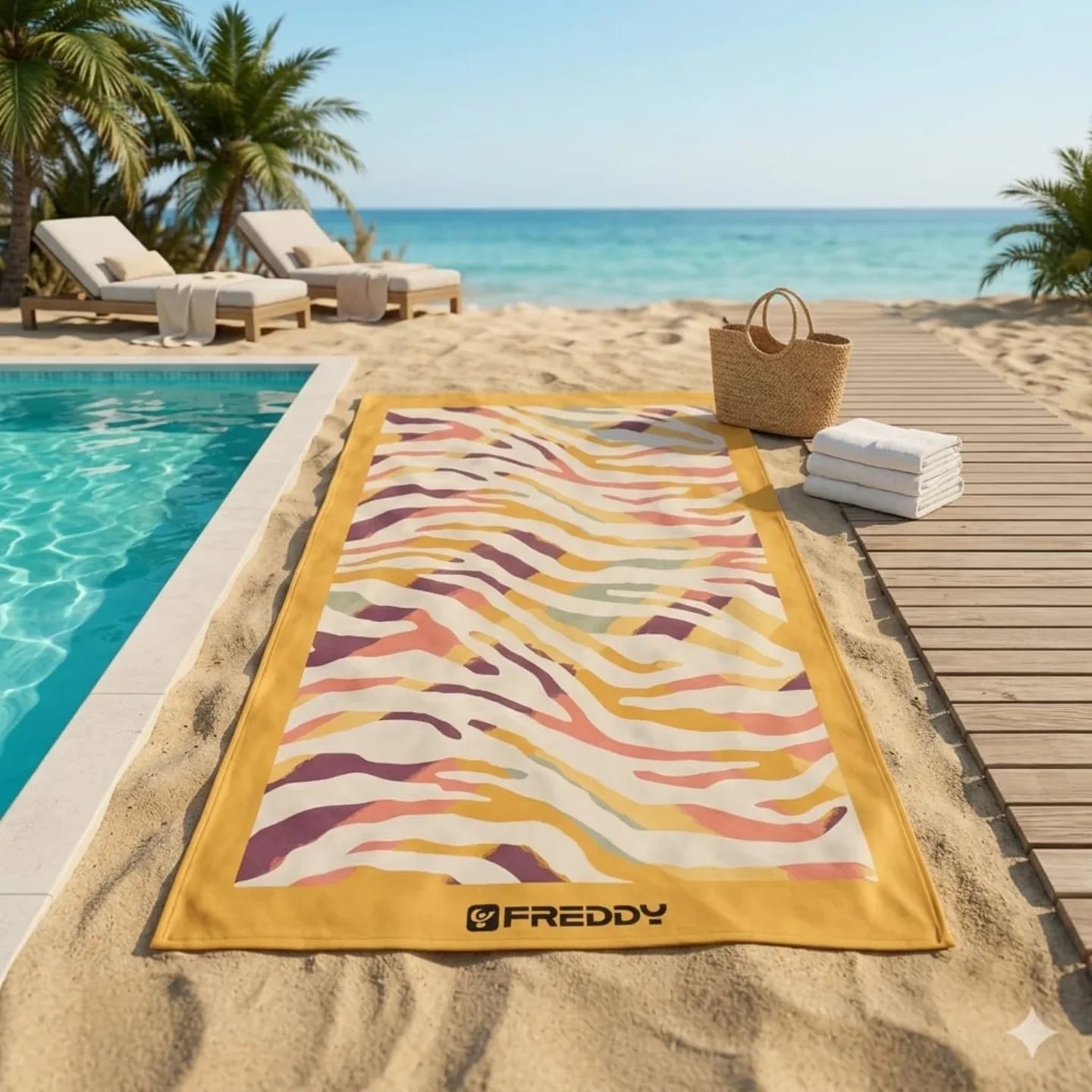 Telo Mare Freddy F300ANIMAL Sunset 90x180 cm in Spugna di Cotone - The King Luxury