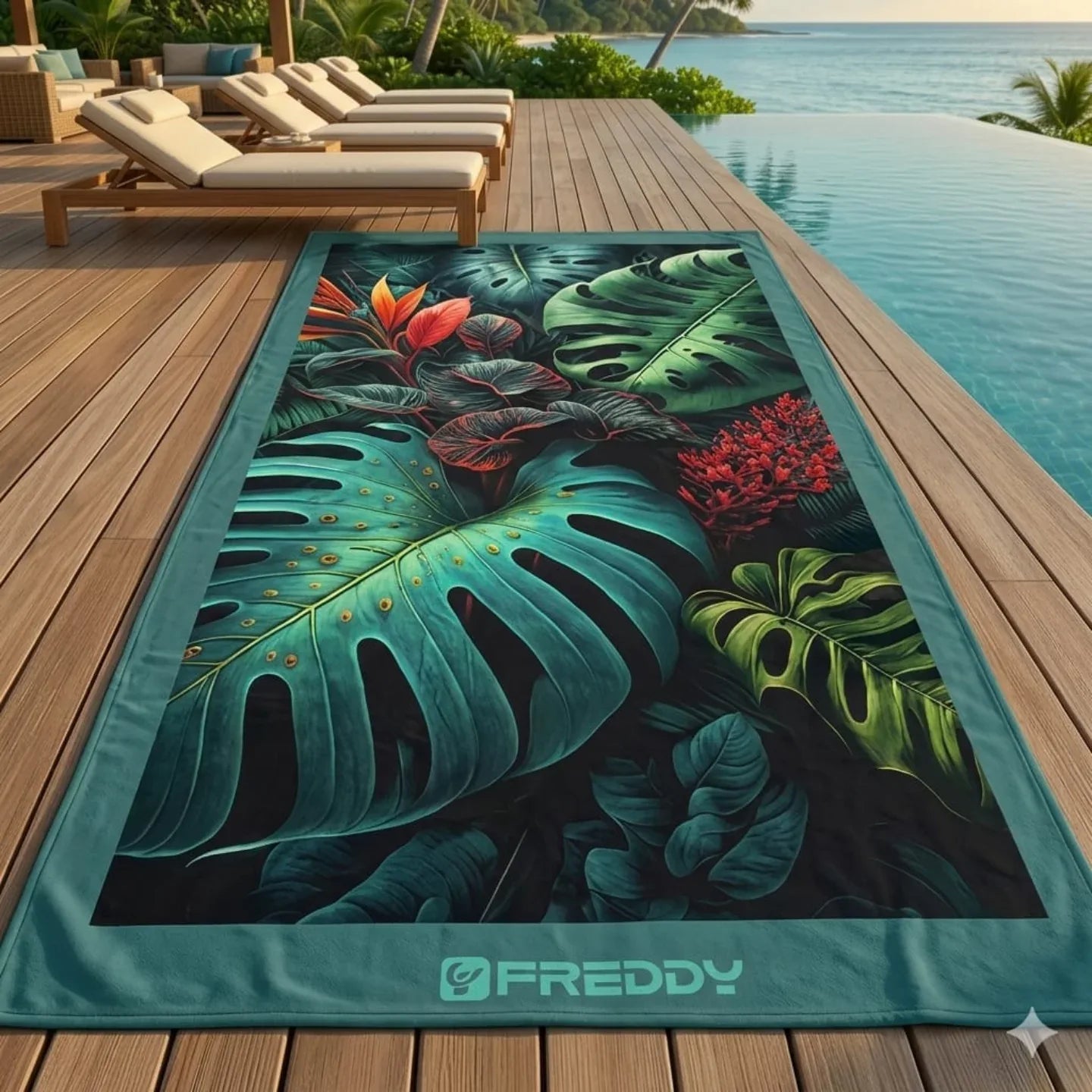 Telo Mare Freddy F300GREENWALL Sunset 90x180 cm in Spugna di Cotone - The King Luxury