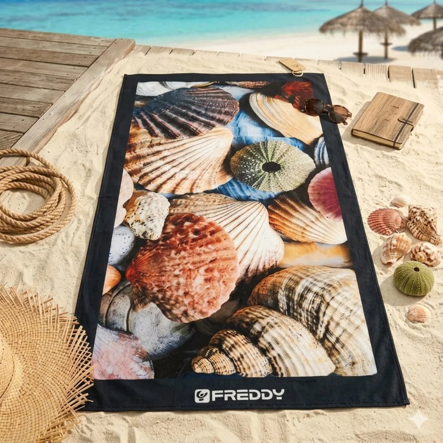 Telo Mare Freddy F300SEASHELLS Sunset 90x180 cm in Spugna di Cotone - The King Luxury