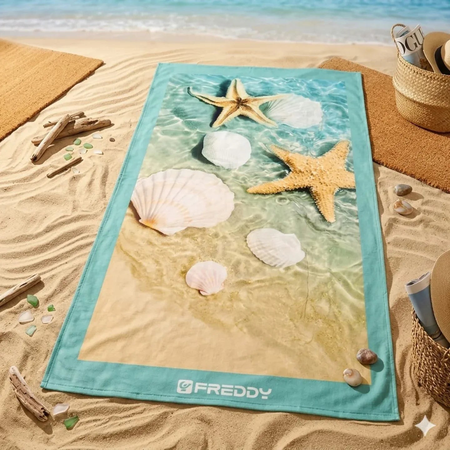 Telo Mare Freddy F300SHORELINE Sunset 90x180 cm in Spugna di Cotone - The King Luxury