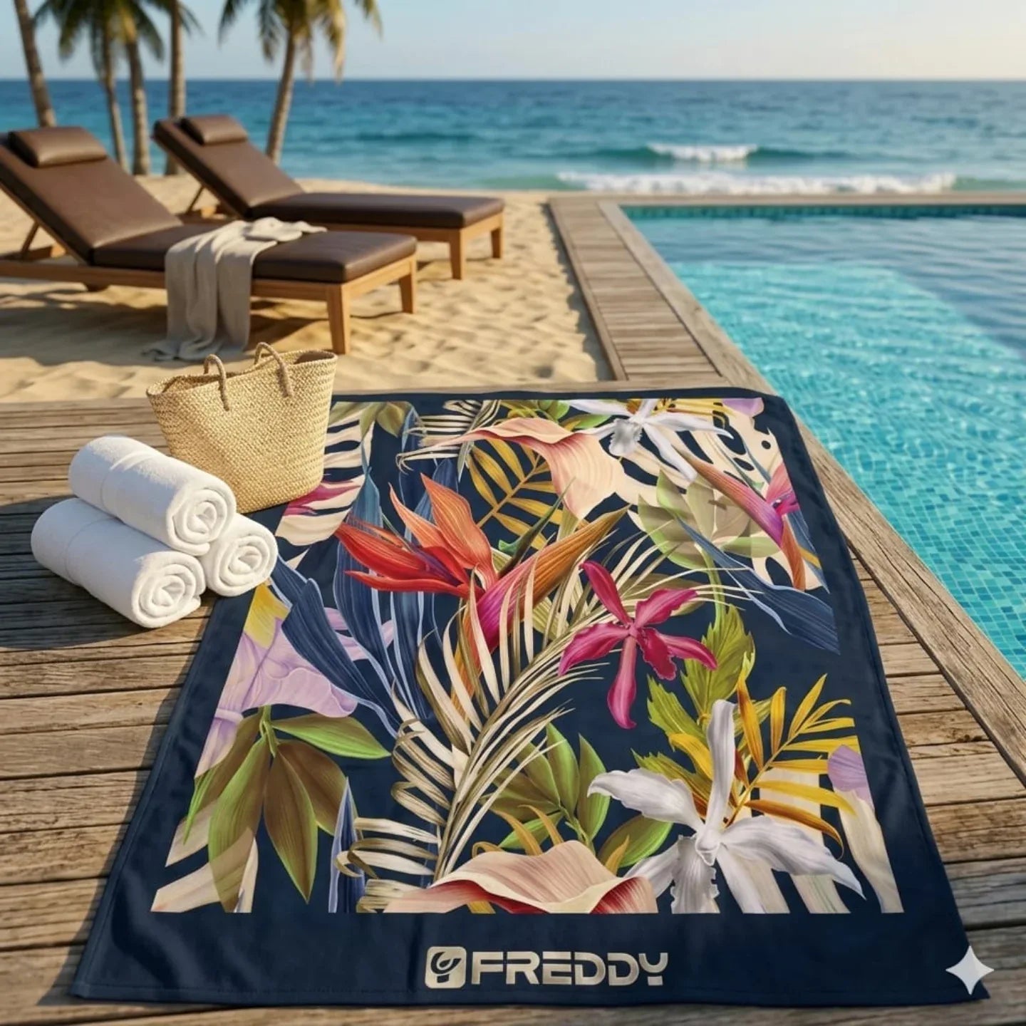 Telo Mare Freddy F300WILDNATURE Sunset 90x180 cm in Spugna di Cotone - The King Luxury