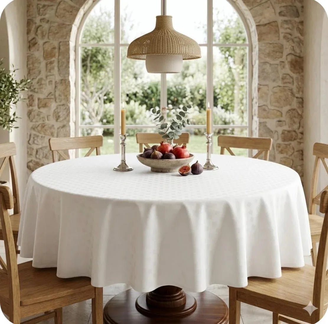 Tovaglia da Tavola Rotonda X8 Maestri Cotonieri Damina in Cotone Ø 180 cm - The King Luxury