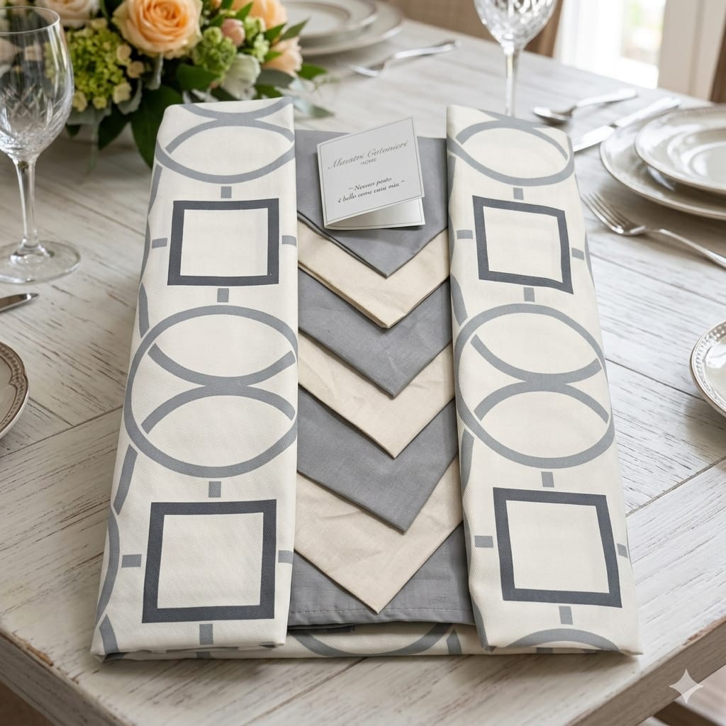 Tovaglia da Tavola X6 Maestri Cotonieri Zara con 6 Tovaglioli in Cotone - The King Luxury