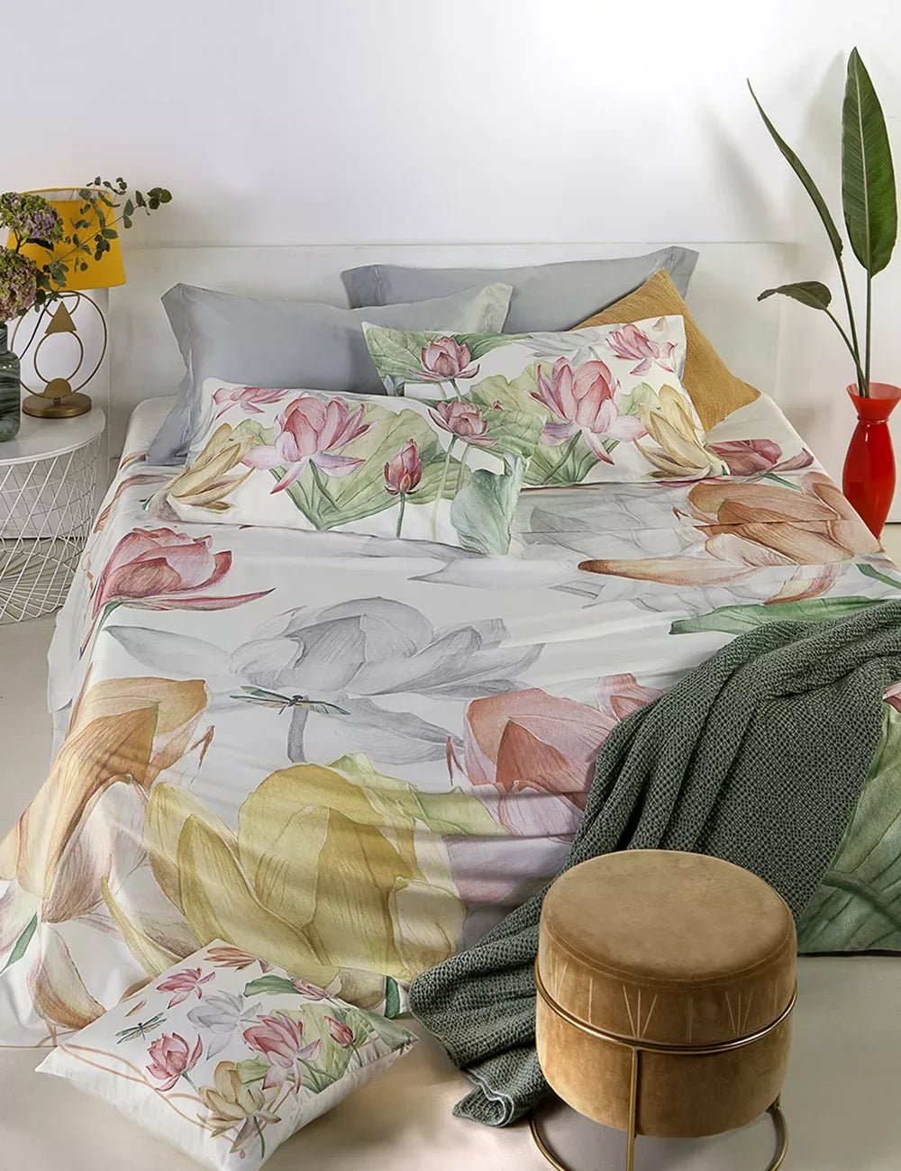 Trapuntino matrimoniale Tessitura Randi Fior Di Loto Matrimoniale Raso di Cotone - The King Luxury