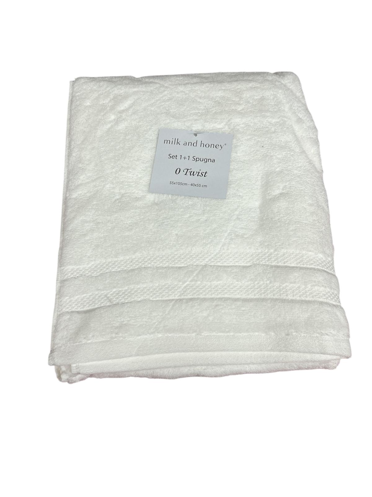 Set Asciugamani 1+1 Milk And Honey Twist  Spugna di Cotone