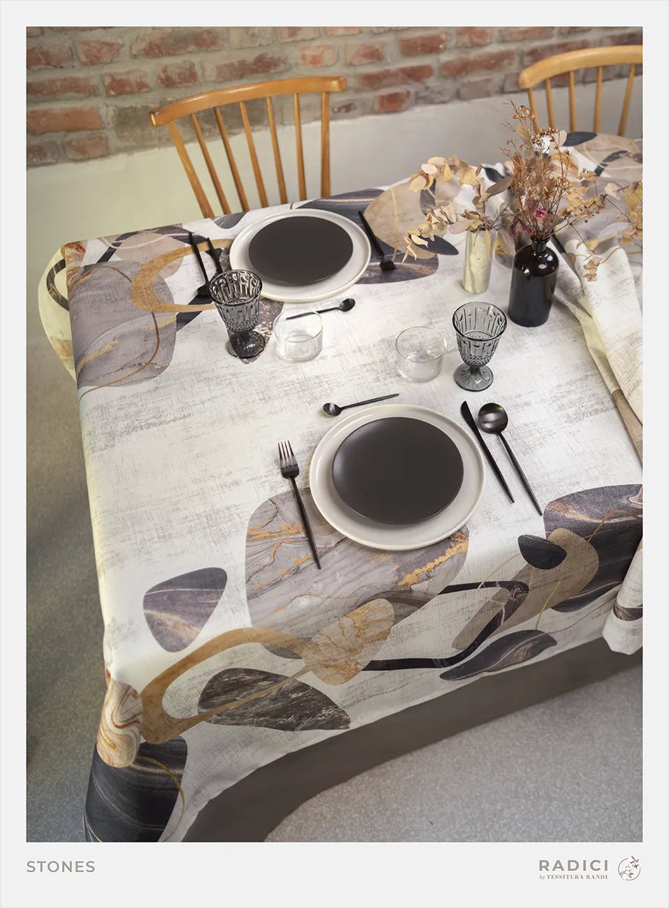 Tovaglia x 12 Tessitura Randi Stones 155 x 270 CM 100% poliestere riciclato al 40%