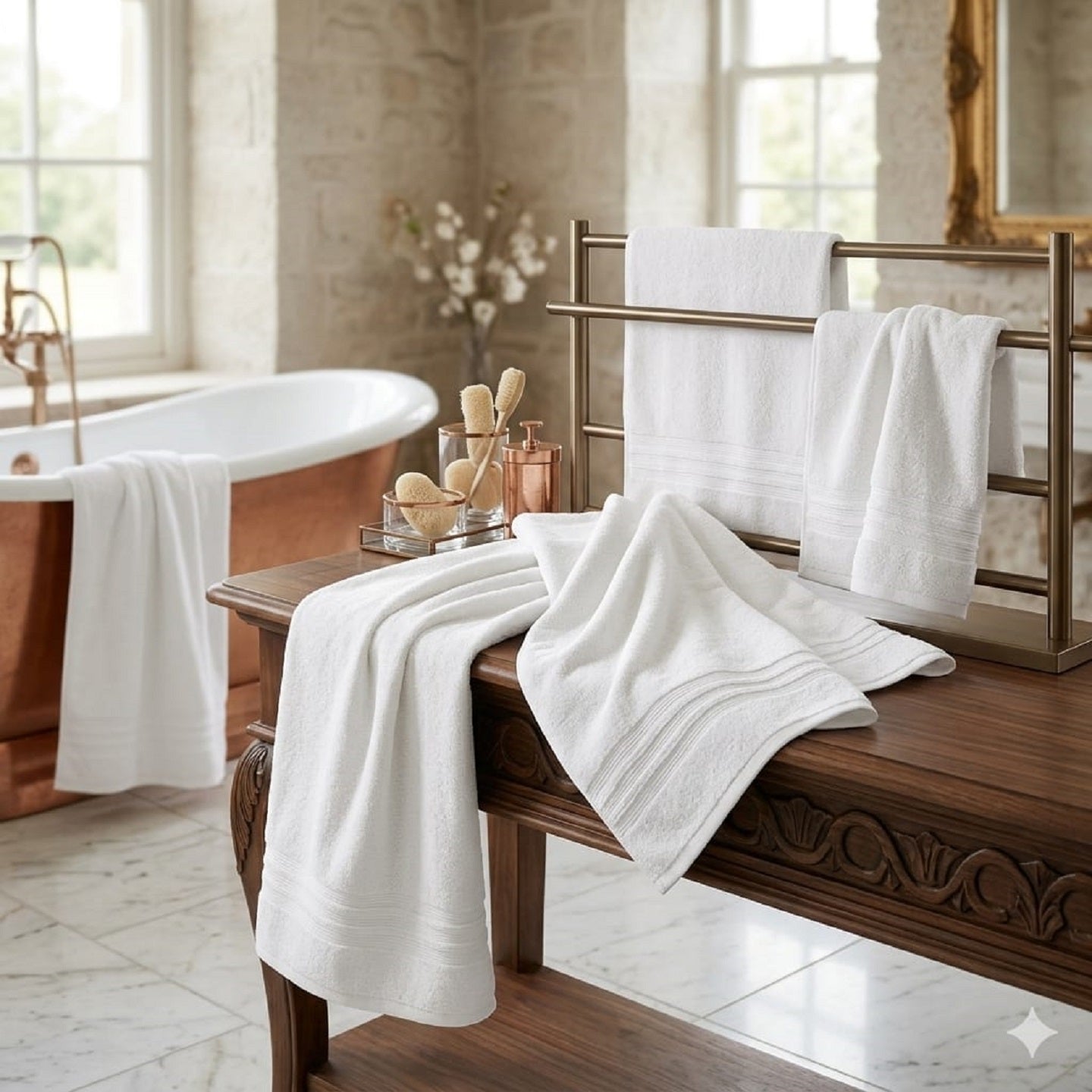 Set 6 Teli Bagno 100x150 cm in Spugna di Cotone – Mae’ Via Roma 60 Hotellerie Made in Italy