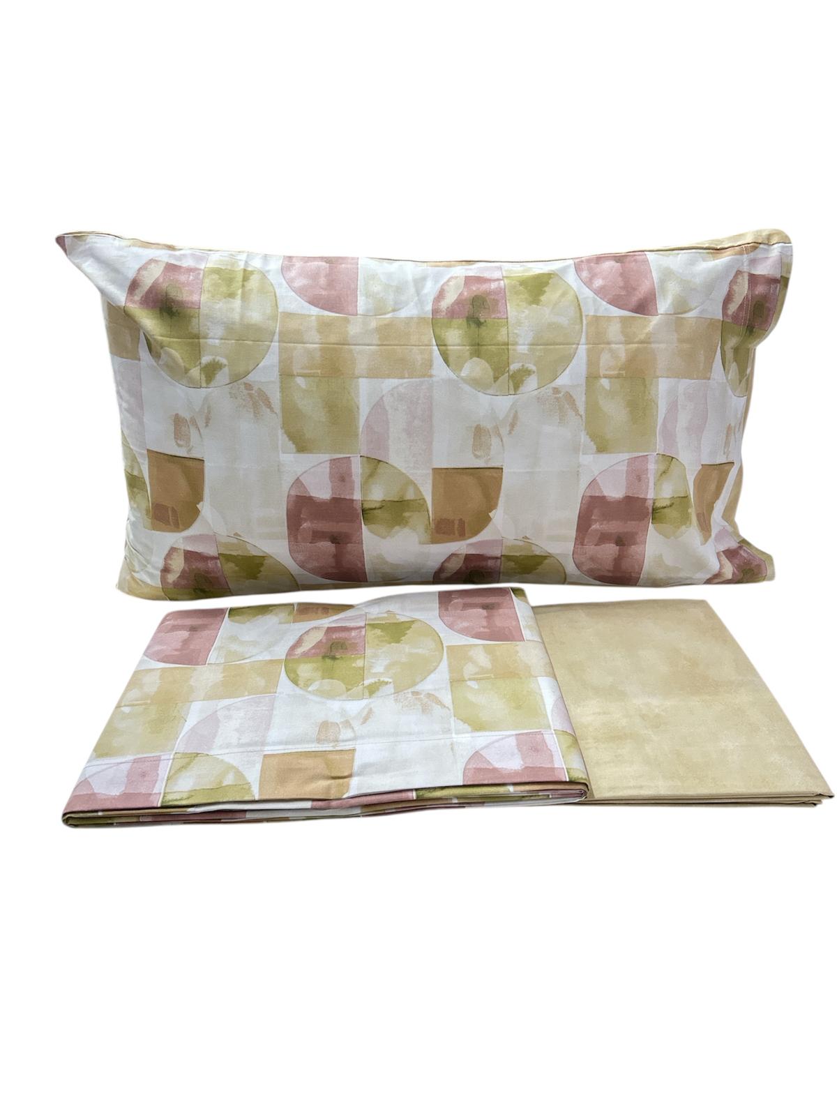 Completo Lenzuola Casa Giulia Geometrico Matrimoniale Percalle di Cotone