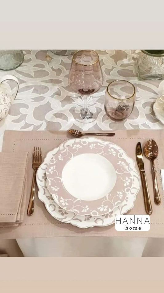 Servizio Piatti + Caffè + The 60 Pz Hanna Dipinto Floreale new bone china  Porcellana