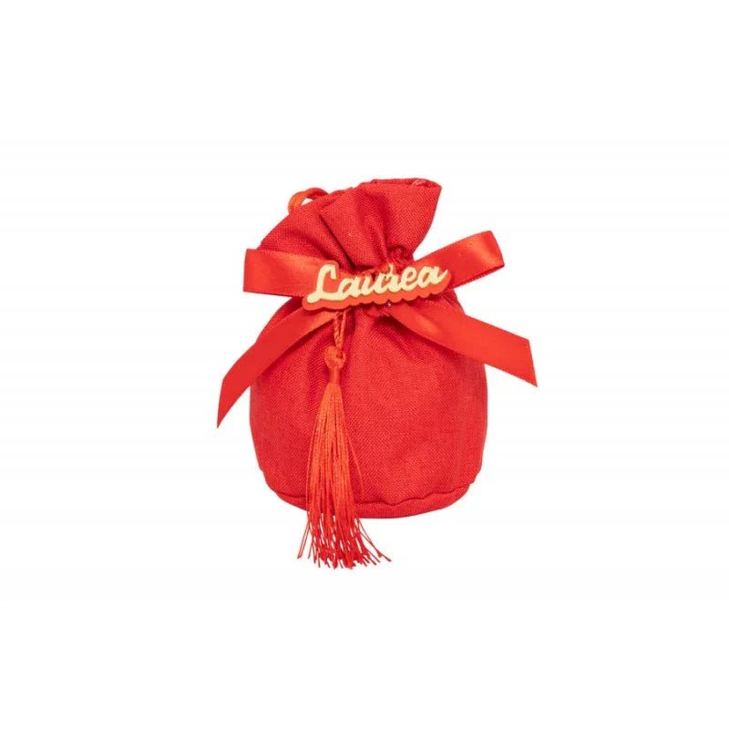 10 Pezzi Sacchetto Laurea Harmony rosso con scritta laurea Cotone - The King Luxury