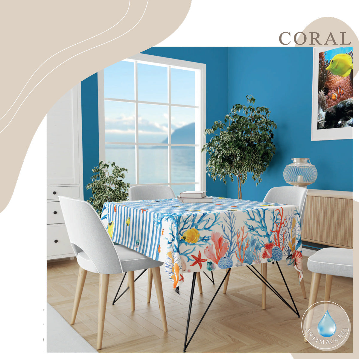 Tovaglia da Tavola Antica Tessitura Italiana Coral X18 Poliestere