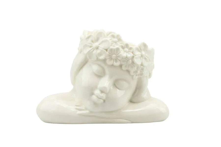 3 Pezzi Bomboniera Nascita Bimba Porcellana con Fiori e Candela - The King Luxury