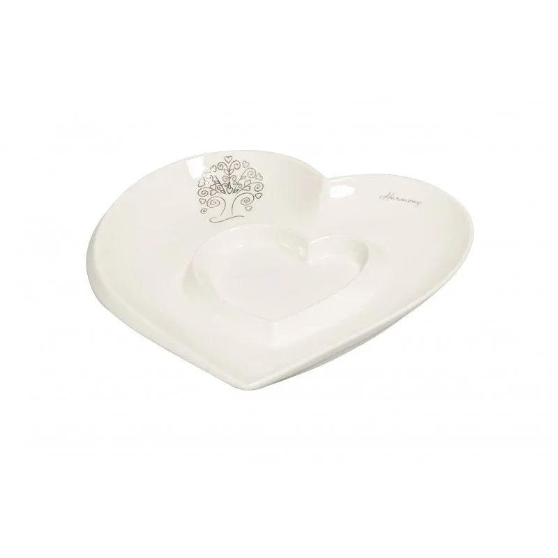 3 Pezzi Matrimonio Harmony Antipastiera cuore albero Porcellana - The King Luxury