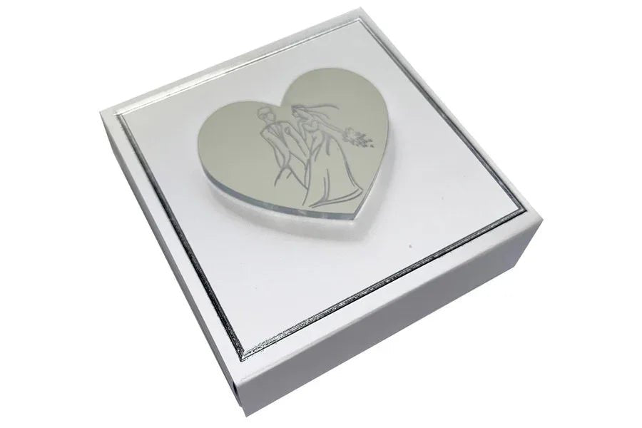 5 Pezzi Scatolina Matrimonio Harmony bianca magneti cuore - The King Luxury