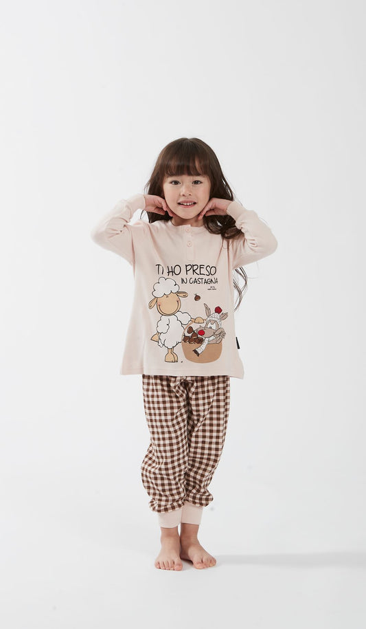 Pigiama bimba Happy People Castagna 9/10 anni 100% Cotone