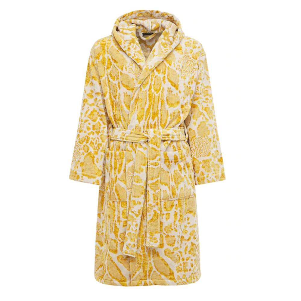 Accappatoio Roberto Cavalli Linx Gold Cappuccio XXL Spugna di Cotone