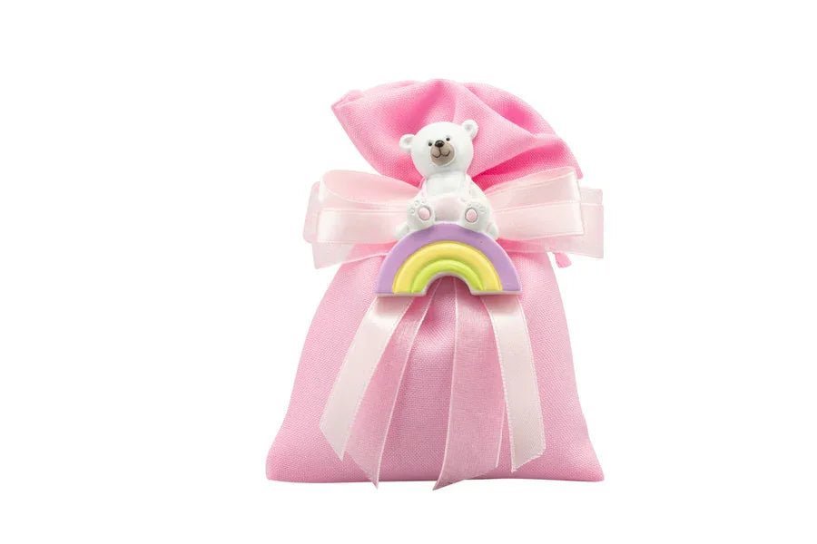 7 Pezzi Magnete resina orsetta su arcobaleno Nascita Bimba - The King Luxury