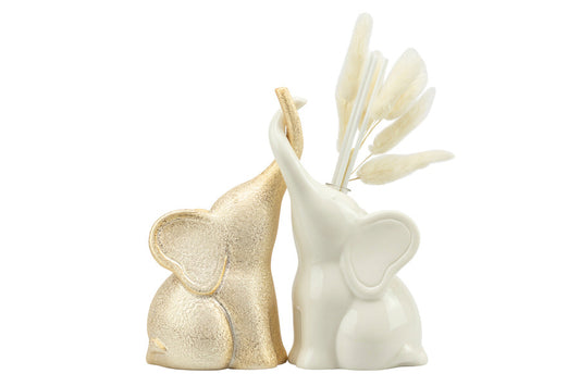 Matrimonio Harmony Set profumatore coppia elefanti bianco/oro  Porcellana