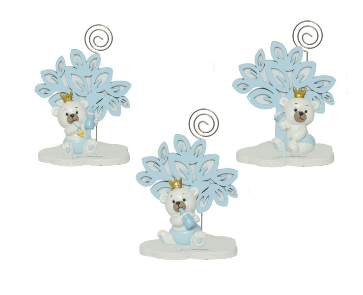 Albero celeste con orsetto  Resina Nascita Bimbo Harmony