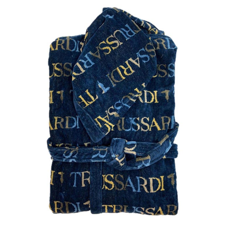 Accappatoio Trussardi Turquoise Coast Cappuccio XXL Spugna di Cotone