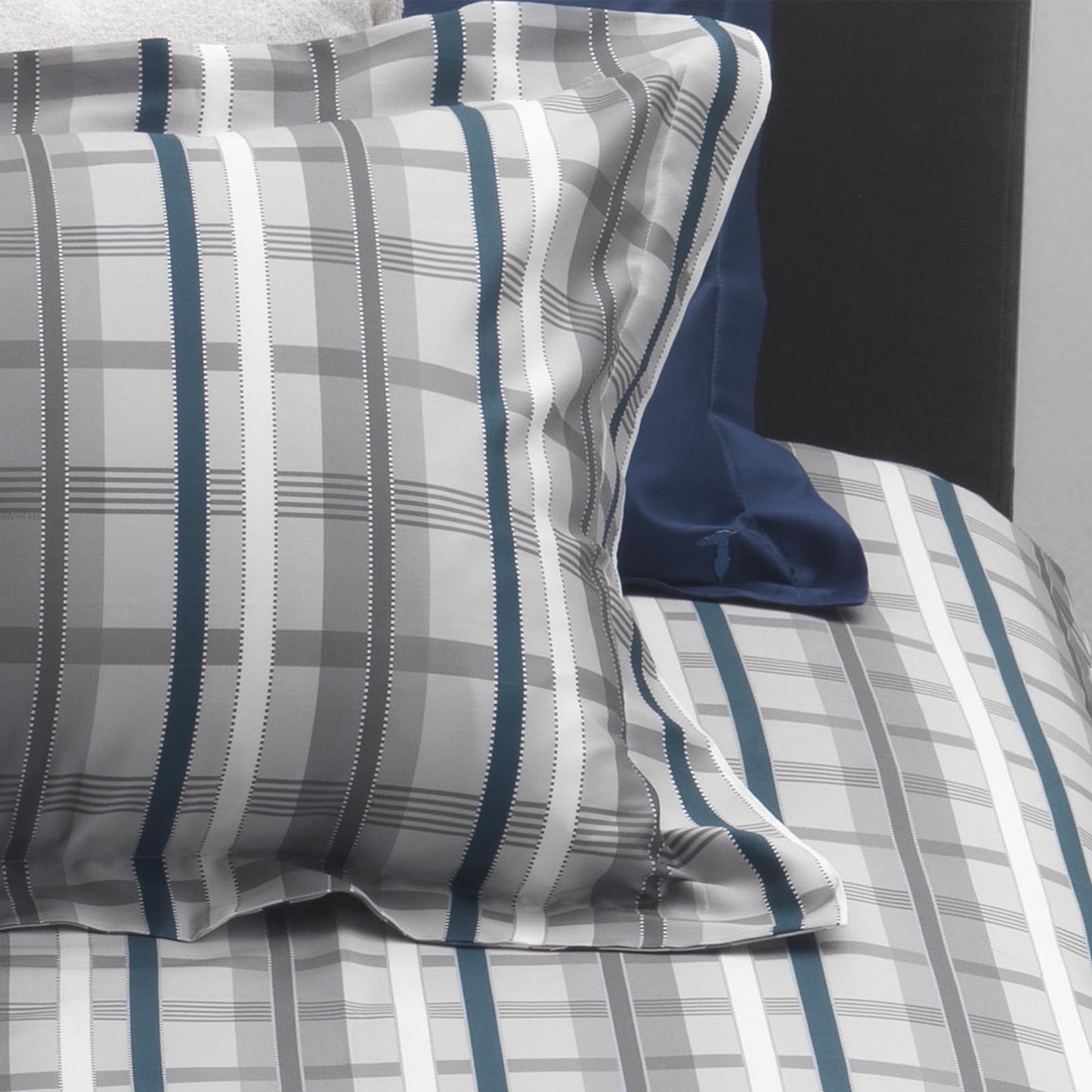 Completo Lenzuola Trussardi Light Tartan Matrimoniale Raso di Cotone