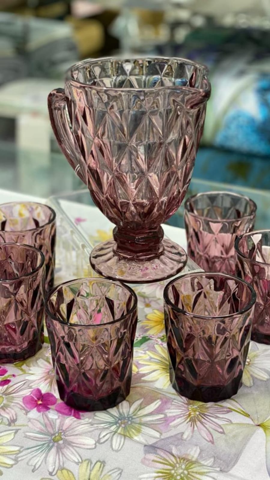 Bicchieri Acqua 6 PZ Preziosa Rombi in Rilievo  Vetro