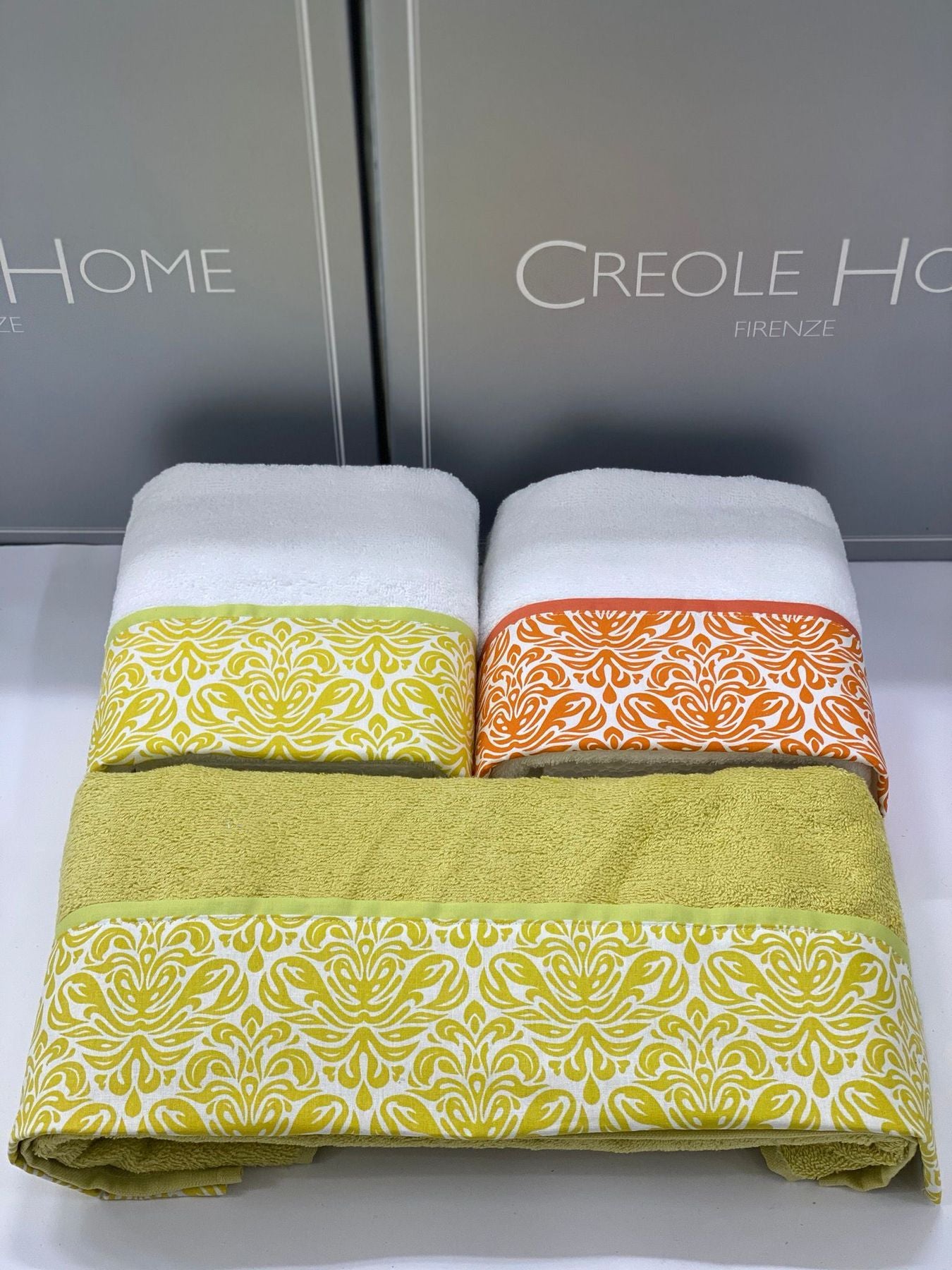 Set Asciugamani 3+3 Creole Firenze Flo  Spugna di Cotone