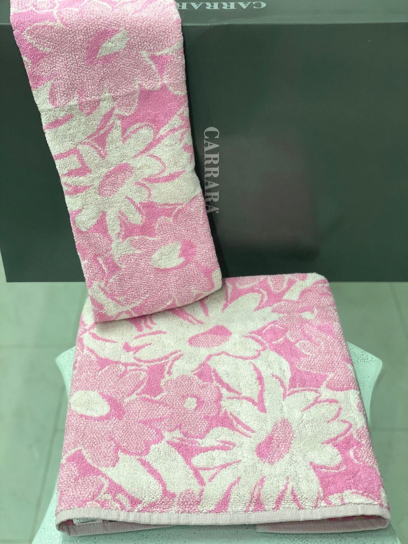Set Asciugamani Mirabello Carrara Margherita  Spugna di Cotone