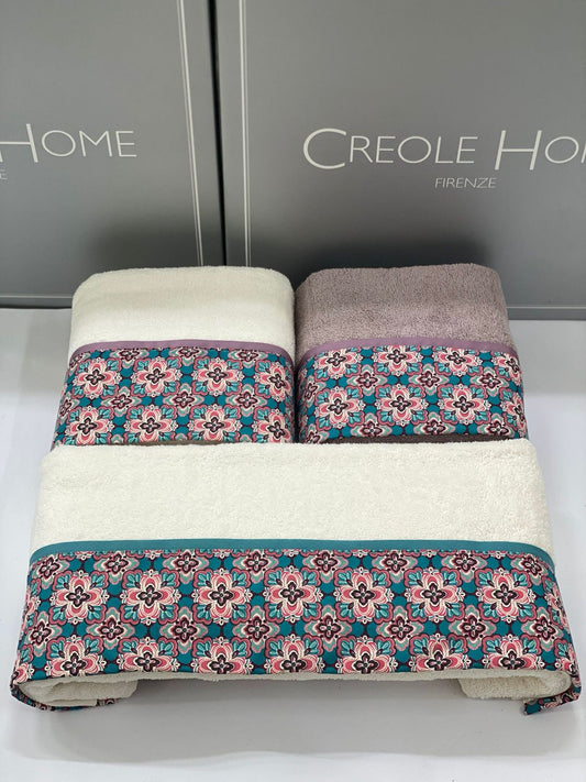 Set Asciugamani 3+3 Creole Firenze Grazia  Spugna di Cotone